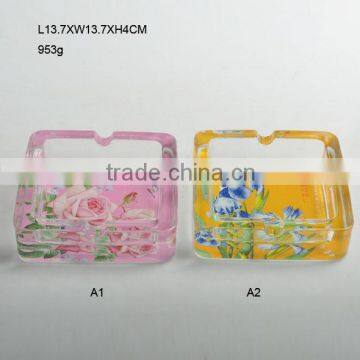 wholesale cheap glass ashtrays with decorative pattern