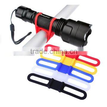 Bicycle Headlight Mount Holder Bandage Cycling Sports Ties Strap Band Silicone Band Strap Torch FlashLight Phone Tie