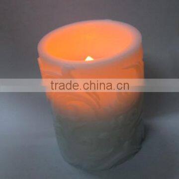 white decorative wax Carved electronic led candle with lighting