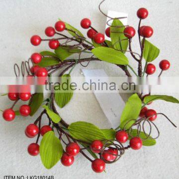 2015 Christmas flower 7" Christmas cream red berry candle ring