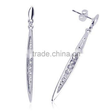 Fashion 18k White Gold Plated Silver Color Austrian Crystal Stud Earring