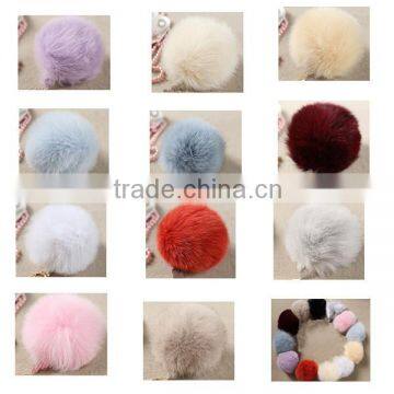 2015 Colorful Dyed Customize Real Fox Fur Pom Poms / Pompom Keychain                        
                                                Quality Choice