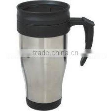 16 Oz. Stainless Steel Travel Mug With Slide Action Lid And Plastic Inner Liner