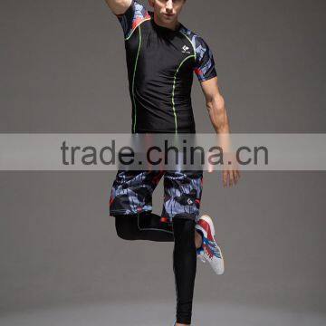 Men's Running Cycling Tight Sportswear Short Sleeve Breathable Quick-Drying Base Layer Basketball Jersey Compression Shirt
