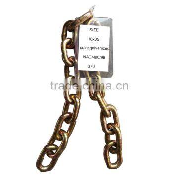 US Type G70 Transport Welded Chains ,NACM96 Standard Color Zinc Plated Lashing Chains,Heavy Duty Alloy Chains