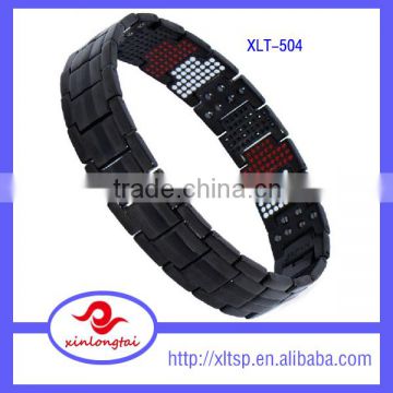 Black blood pressure magnetic titanium bracelet for men