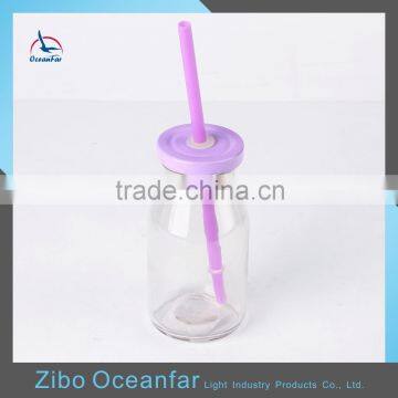 Transparent Soy Milk Bottle High Quality Mini Glass Bottle Coconut Milk With Colored Lid photo-4