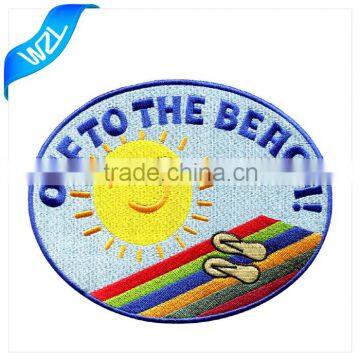 Custom No MOQ Embroidered Textile Fabric Bag Patch/ t shirt iron on patches