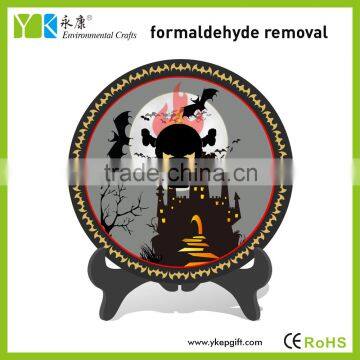 Wholesale hand made round plate shape home decorative halloween skull holiday decoration