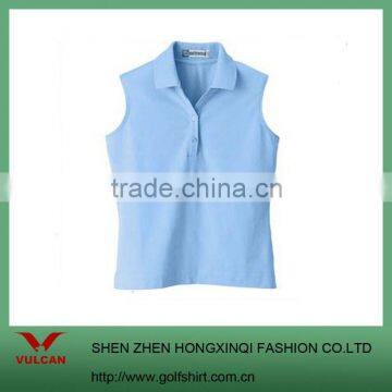 Sky blue cotton spandex buttons ladies tank tops