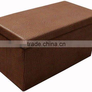 Coffee Crocodile Leather foldable storage bench