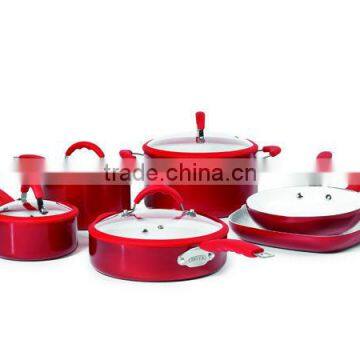 XJ-12618 eluminum advanced ceramic scratch resistant eco friendly 10pcs cookware set