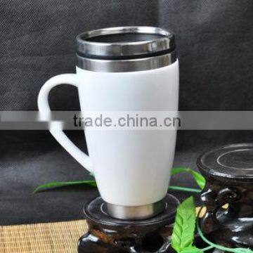 white ceramic cover stainless steel travel mug thermo cup                        
                                                Quality Choice
                                                    Most Popular