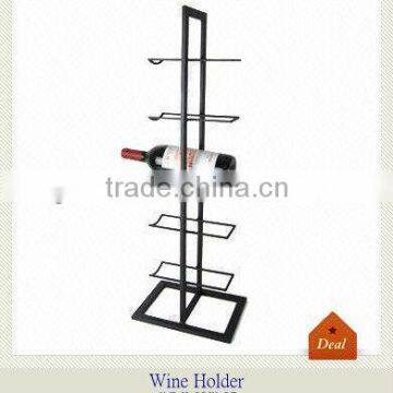 Unique metal wine bottle rack with handle