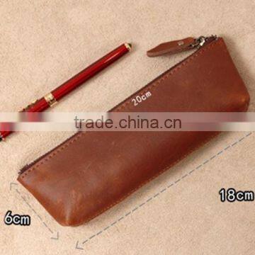 Leather Pencil Pouch Vintage Style Soft Pen Pencil Case for Student Professionals and Artists Gifts Multiple Purpose photo-4