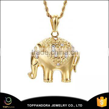 High polish black stainless steel pendant for women, gold elephant pendant