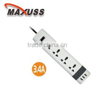 C212 USB Power Strip 3 Port USB 4 Sockets