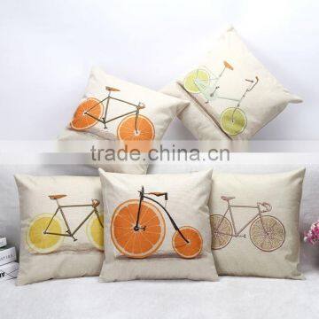 Wholesale 45*45cm Linen Cotton Cushion Cover, High Quality Square Lemon Pattern Sofa Pillow Cases