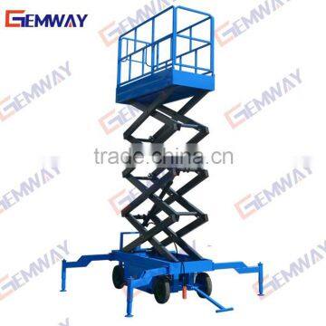 Mobile scissor lift platform with wheels