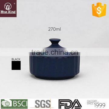 H11257 dark blue color glazed porcelain 270ml fine china bowl with lids