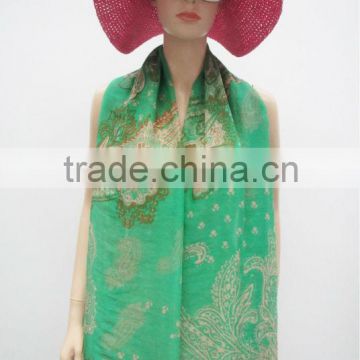 2014 hot sale fashion large size pareo green pareo polyester voile beach pareo