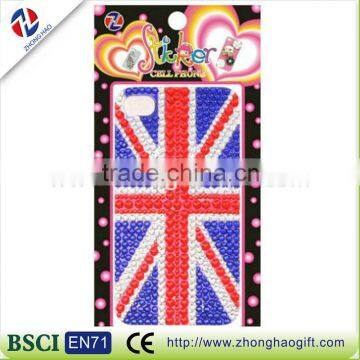 national flag shape crystal strass cell phone sticker