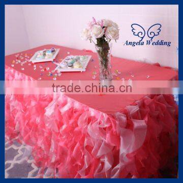 CL010L Cheap organza fancy wedding hot pink and light pink table cloths