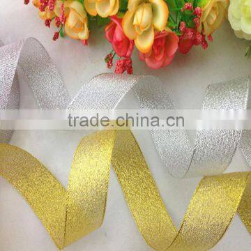 wholesale various size Decorative Christmas Metallic colored Ribbon for packaging 25yards/roll