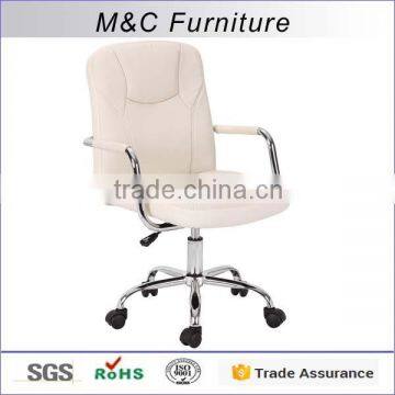 High quality reinforcecd white PU leather rotate office chair