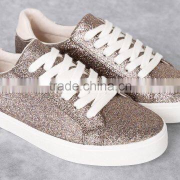 Pink Glitter Lace up Vulcanized Shoe Women Sneakers Cheap Casual Canvas Shoes Women Ladies 2016 photo-2
