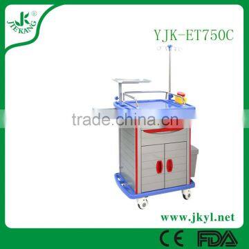 YJK-ET750C Promotional gift of plastic medical mobile trolley cart for rescue.