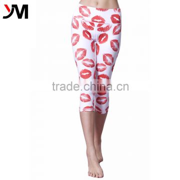 Printed Active Workout Wear Sexy Cropped Pants Women Workout 3/4 Capris