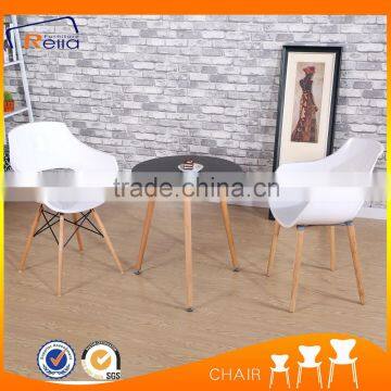 White ABS Dining Chair with Chromed Legs,with Wooden Legs