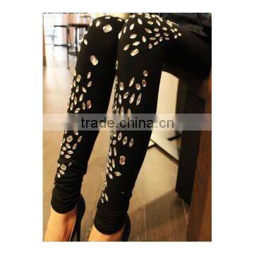 Leggings With Crystal Decoration Girls Hot Leggings , Summer Slim Leggings