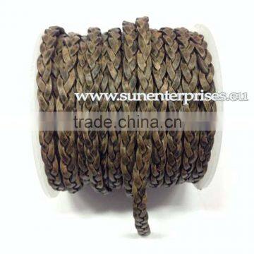 Braided Leather cords -Flat Braided Leather Choty-SE-PB-11-5MM