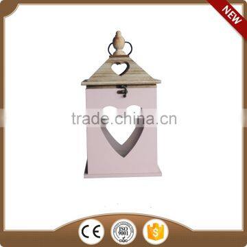 pink big wooden candle holder