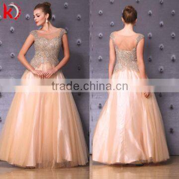 8103 short sleeve beaded tulle ball dress big fashion dress celebrities