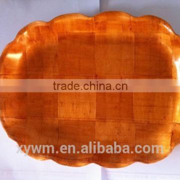 Rectangular woven wooden plate and tray