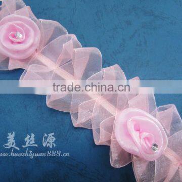 elegant bead belt ribbon custom chiffon flower lace trimming for home textile beaded lace fabric lace ribbon