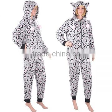 2015 New Adult Coral Fleecel Hooded Onesie Pajamas For Women