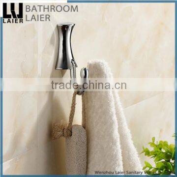 Direct Marketing Factory Zinc Alloy And Wood Chrome Finishing Bathroom accessories Wall Mounted Double Robe Hook