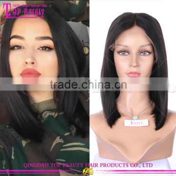 12 Inches Bob Style 150 Density Middle Part Brazilian 100 Front Lace Wig Human Hair