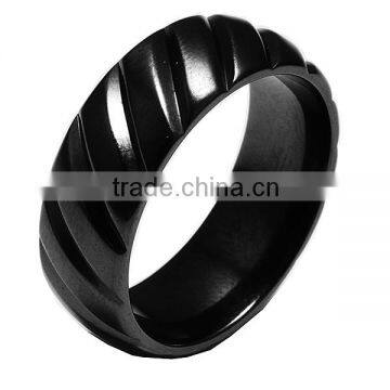 Fashion engraved Black Zirconium 8mm Men's Wedding Band Ring