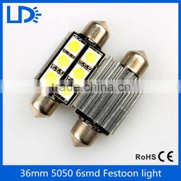 36MM 5050 6 SMD LED Car License black Plate Light White Canbus Festoon Bulb
