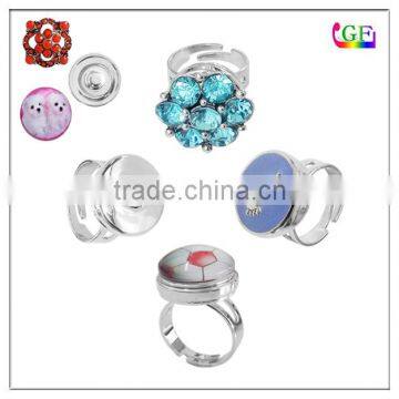 Handmade free sample initial design Snap Button Ring