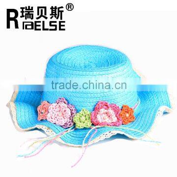 Fashion straw hat promotion for girl with lace and flower hats for women