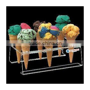 countertop clear acrylic ice cream cone holder display