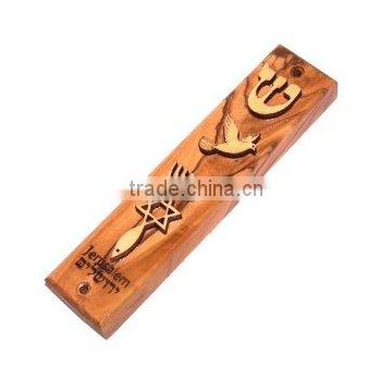 custom wood mezuzah cover,wood Mezuzah engraved and ornamented with Laser