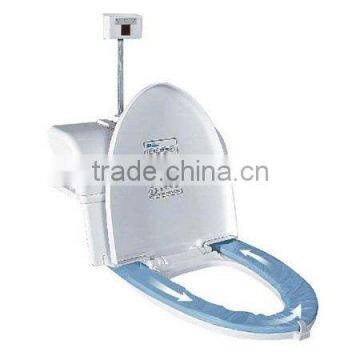 Toilet seat plastic film cover dispenser, replacement plastic film toielt seat cover