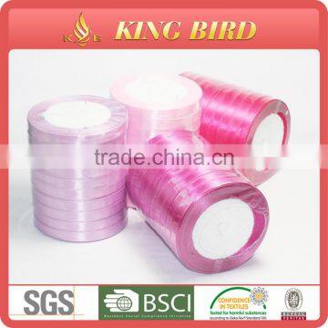 Beautiful color stretch satin ribbon flowers of custom printed tape